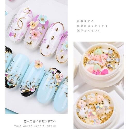 Nail Art Shell Flower Jewelry Opal Japanese Pearl Rivet Diamond 3D Nail Art Charms Shell Flowers Alloy Jewelry Rhinestones