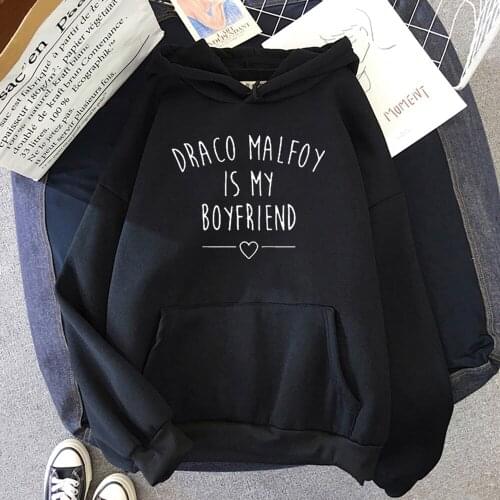 Letter Print Streetwear Men Draco Malfoy Is My Boyfriend Spring Daily Casual Harajuku Hoodies New Sweatshirt Warm