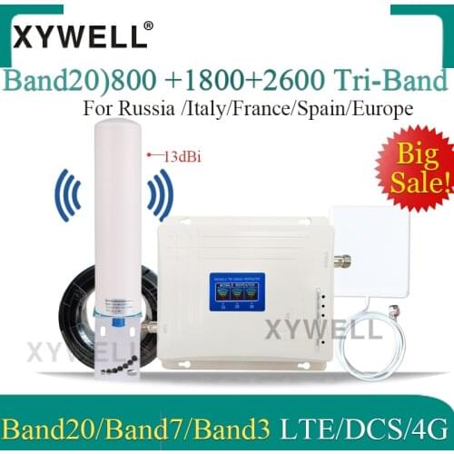 B20)LTE 800 1800 2600 Mhz Tri-Band 4G Cellular Amplifier 4G signal Booster LTE DCS Repeater GSM 2g 3g 4g Mobile Signal Booster