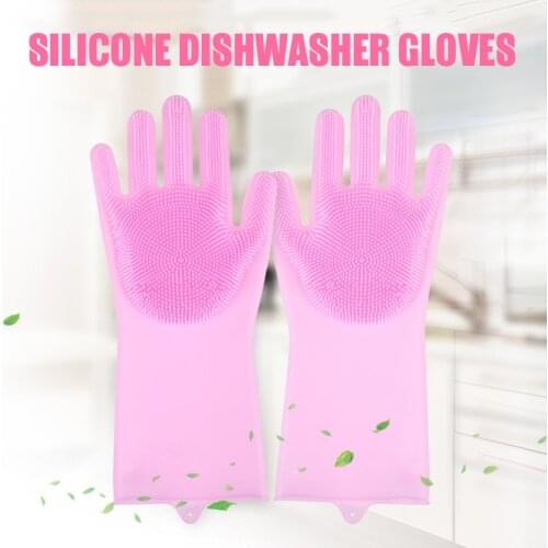 Magic Silicone Dishwashing Gloves Durable High Temperature Resistance Kitchen Scrub Cleaning Tool C1