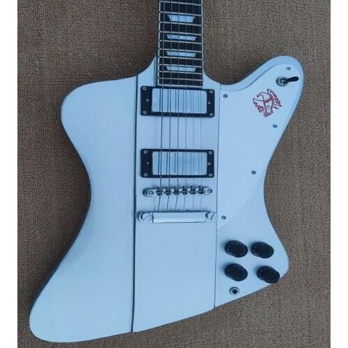 High quality Firebird electric guitar, metal white body, body neck integrated connection, free transportation