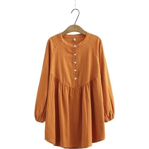 Plus Size XL-4XL 100% Cotton Women Blouse Loose Long Sleeve Vintage Embroidery Floral Blouse Womens Tops