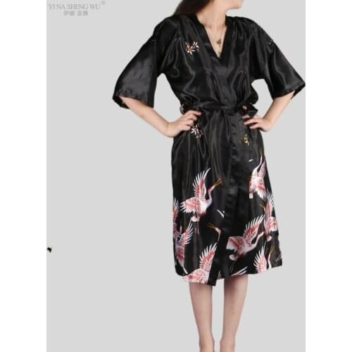 Women Japanese Kimono Yukata Robe Wedding Bride Bridesmaid Kimono Style Siamese Dress Yukata Women Pajama Crane Ladys Sleepwear