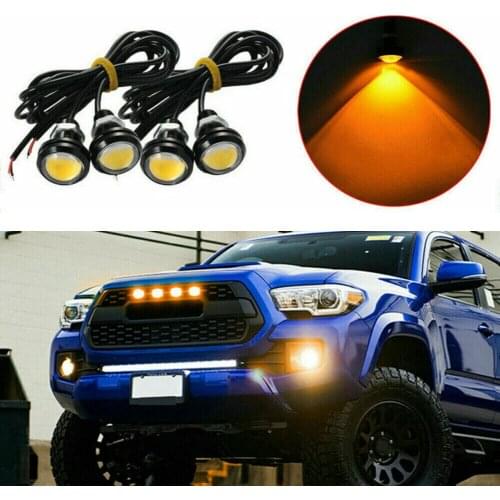 4Pcs Amber Car Front Grille Lighting LED Side Marker Light Strobe Warning Signal Lamp For Ford SUV Raptor Universal