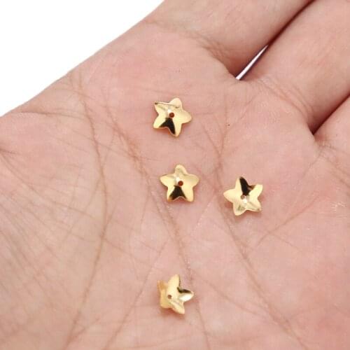 50pcs/lot Gold Plated Stainless Steel Flower Bread Caps DIY Jewelry Making Findings 7mm