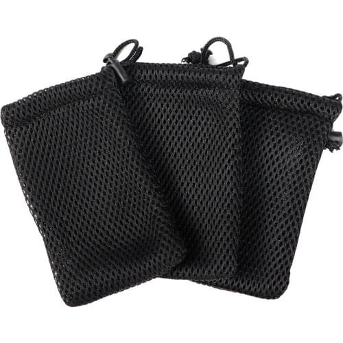 9*13cm 3/5/10PCs Air Mesh Drawstring Pouch Digital Products Bags Earphone Digital Cables Bag Gifts Black Mackup Sponge Pocket