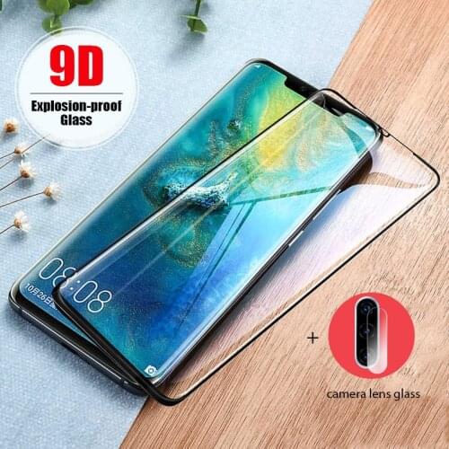 9D Full Cover Protective Glass For Huawei P20 Pro Rear Camera Lens Film For Huawei P20 P30 P40 Lite 2 in 1 Screen Protector