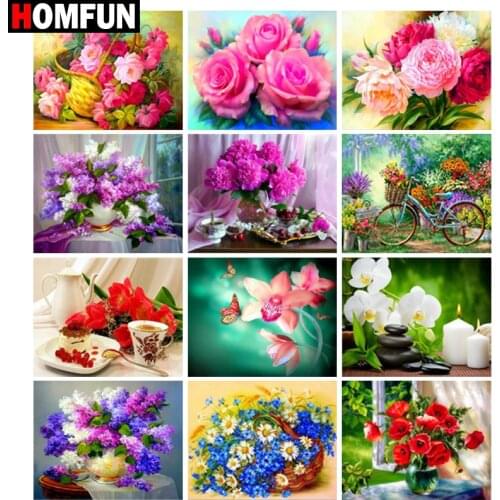 HOMFUN Diamond Painting Full Square/Round Drill 5D DIY "Flower scenery" Daimond Embroidery Rhinestone Cross Stitch Decor