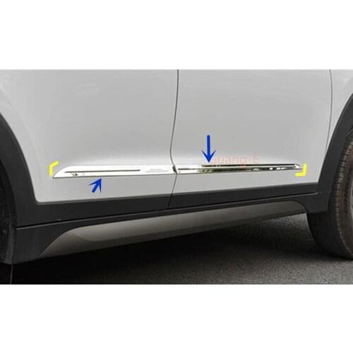 Car Cover Detector Stainless Steel Side Door Body Trim Sticks Strips Molding Part For Hyundai Tucson 2015 2016 2017 2018