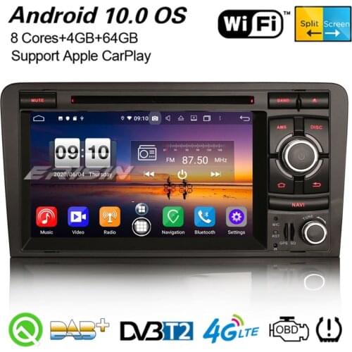 Erisin 8737 Octa-Core Android 10.0 Car Stereo DAB+Navi OBD2 WiFi CarPlay DVR Bluetooth Canbus DSP GPS For AUDI A3 S3 RS3 RNSE-PU