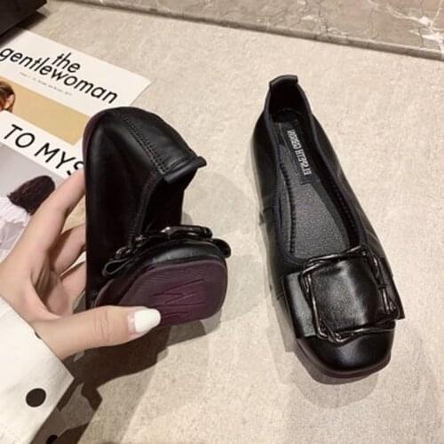 Spring Genuine Leather Womens Flat Shoes Casual Wedges Slip On Footwear Ladies Creepers Round Head Platform Ballet Shoes 35-40