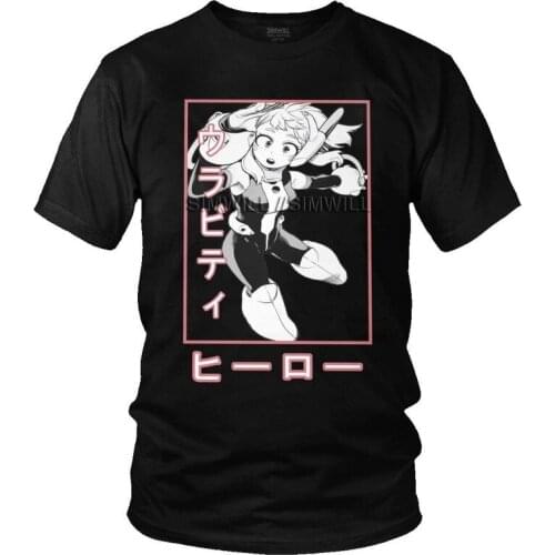 Boku No Hero Academia T Shirts Men Short Sleeve 100% Cotton T-shirts Anime Manga Ochako Uraraka Tee Tops Graphic Tshirts Gift