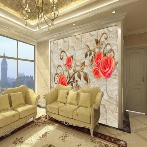 Beibehang Large Custom HD Wallpaper Fashion Stereo Gold Pattern Rose Marble TV Living Room Background Home Furnishings