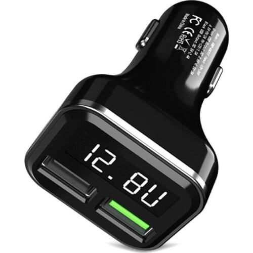 Quick Charge 3.0 Dual USB Car Charger LED Voltage Current Display For iPhone HTC