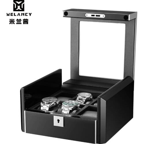 6 slots Carbon Fibre Watch Box Display with Zipper watches bag Case Watches Display Storage Portable Travel Watch Holder Case