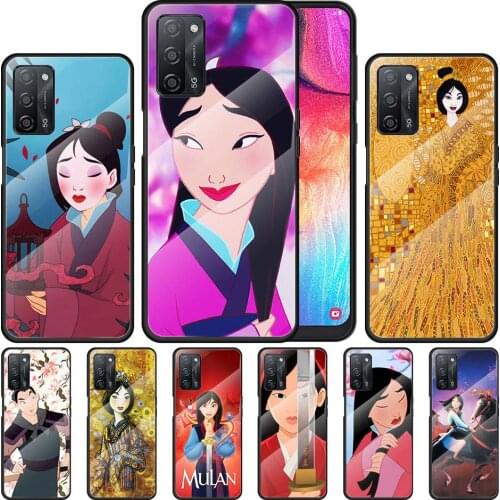 Disney Princess MuLan for OPPO Realme 7i 7 6 5 Pro C3 XT A9 2020 A52 Find X2Lite Luxury Tempered Glass Phone Case Cover