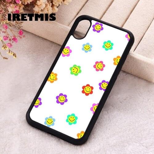 Iretmis 5 5S SE 2020 phone cover cases for iphone 6 6S 7 8 Plus X Xs Max XR 12 MINI Pro Soft Silicone TPU Smiley Flowers pack
