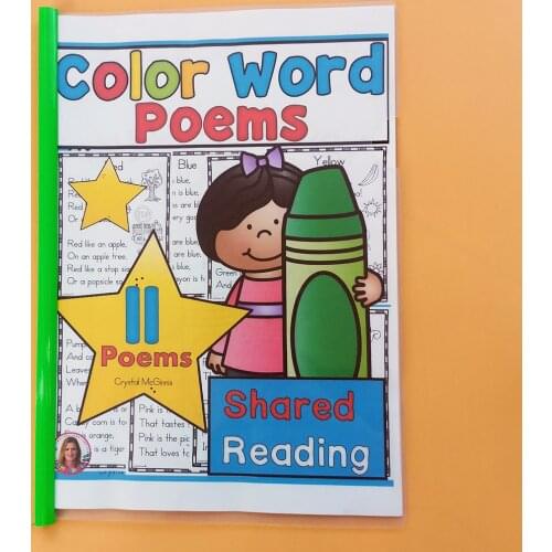 Number/Color Word Poems for Shared Reading Children Learning English Workbook Educational Exercise Training Educational Book