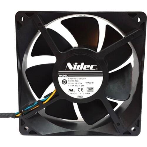 For NIDEC B35502-35DEL9 P4HR1-A00 12V 1.40A 120*120*38MM 4 Line Large Air Volume Double Ball Bearing Cooling Fan