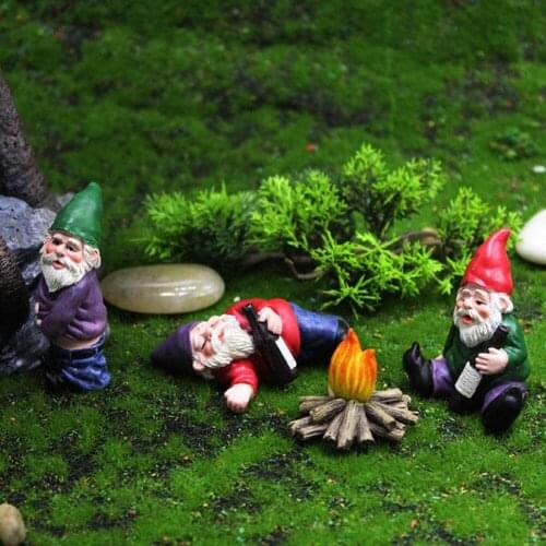 Gnomes Statue Miniature Garden Decoration Ornament Outdoor Micro Landscape Decoration Set for Gift House Yard Lawn Patio