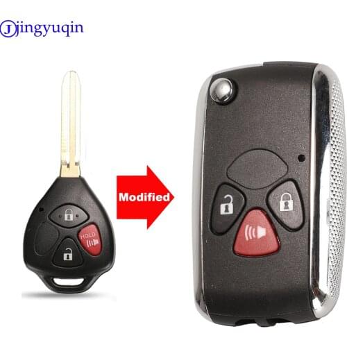 Jingyuqin 3b 2 Buttons With Panic Modified Flip Remote Car Key Shell Fob Case For Toyota Corolla RAV4 Camry Avlon