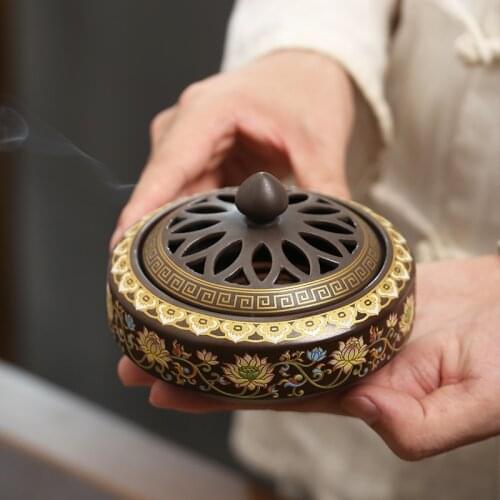 Ceramic Incense Burner 20 Pcs Incense Coil Cones Stick Holder Porcelain Charcoal Censer Cone or Coil Incense Buddhist