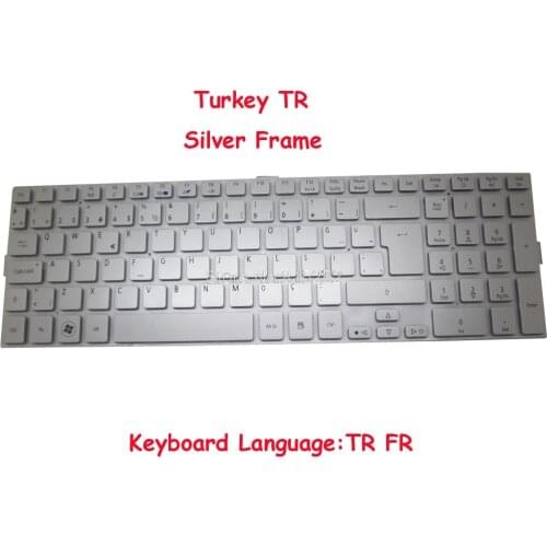 Keyboard For Acer For Aspire 5943 002-L09N66LHB01 France MP-09N66TQ6698 PK130C31019 KB.I170A.204 Turkey Silve 5943G 5950G 8943