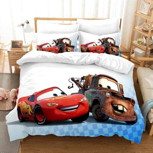 Lightning McQueen Car Bedding Set for Kids Bedroom Decor Twin Quilt Duvet Cover Set Single Bedlinen Boys Home Childrens Linen