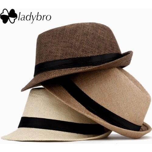 Ladybro 3pcs Summer Women Hat For Men Hat Lady Beach Cap Sun Hat Female Panama Straw Hat Male Gangster Trilby Sun Visor Cap