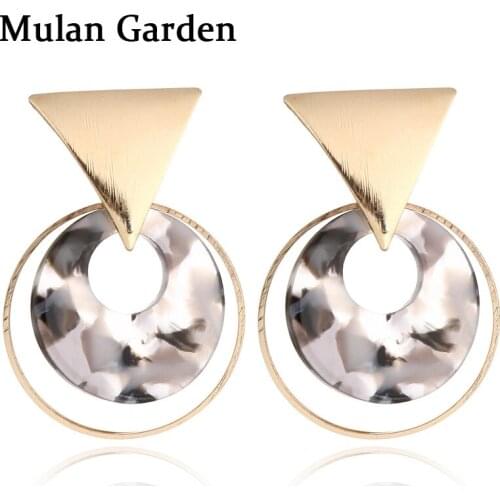 M&G Trendy Hollow Round Leopard Earrings for Women Acetic Acid Pendant Dangle Fashion Acrylic Earrings Steel Resin Jewelry 2019