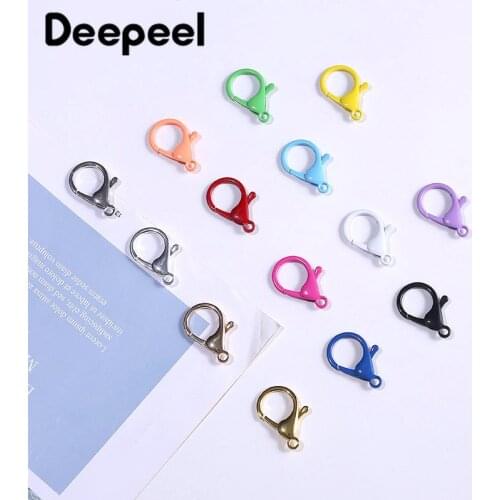 10pcs Deepeel 21*35mm Metal Buckles Keychain DIY Handmade Alloy Color Lobster Clasp Sewing Bag Hook Material with Accessories
