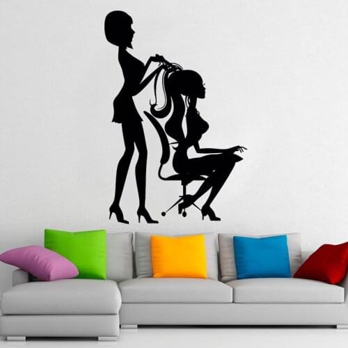Barber Shop Wall Decal Woman Stylist Hairdresser Vinyl Window Stickers Fashion Hair Shop Beauty Salon Interior Decor Mural E601