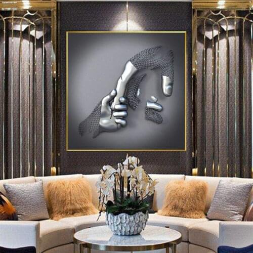 Statue Art Posters and Prints Wall Pictures Creative Fist Gesture Canvas Painting Modern Nordic Living Room Home Decoration