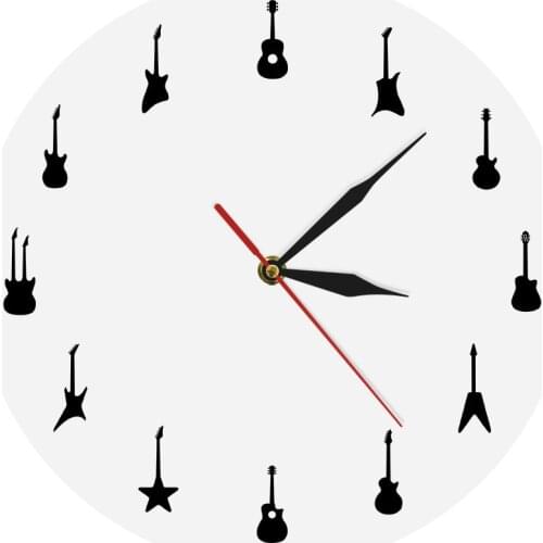 Guitar Wall Clock Different Types Of Guitars Wall Decor Music Band Room Hanging Wall Art Clock Rock n Roll Guitarist Clock Gift