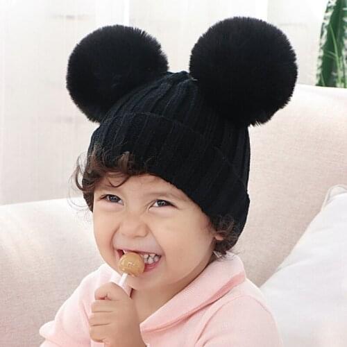 NEW Beanies Baby Hat Pompon Winter Children Hat Knitted Cute Cap For Girls Boys Casual Solid Color Girls Hat Baby Beanies