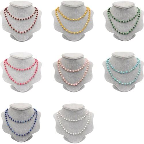 Freshwater Pearls necklace for women long necklac female Gold and silver color white red green bule pink bracelet gift
