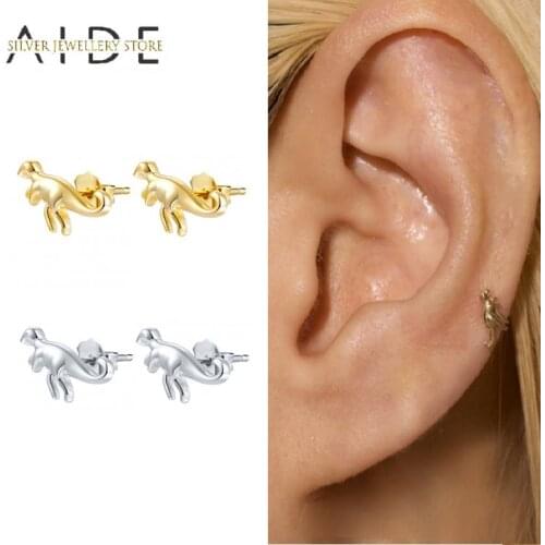 AIDE Personalized Tyrannosaurus Stud Earrings For Women Punk INS Animal Piercing Earings Fine Jewelry Gift pendientes plata 925