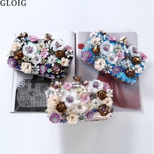 Diamonds Luxury Lady Evening Bags Flower Plastic Handmade Style Clutch Purse Candy Party Wedding Shoulder Handbags