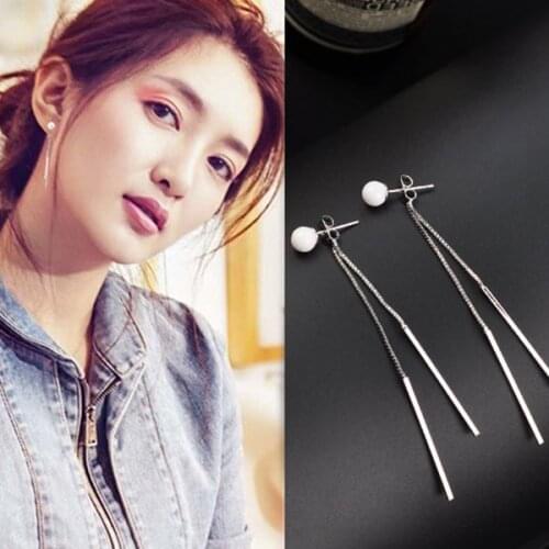 925 Sterling Silver Prevent Allergy Pearl tassel Stud Earrings for Women Wedding Earrings Jewelry Accessories