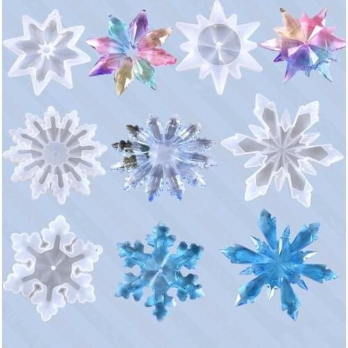 SNASAN Snowflake Pendant Silicone Mold Resin Crystal DIY Mold Craft UV Epoxy Resin Casting Mold Christmas Ornaments