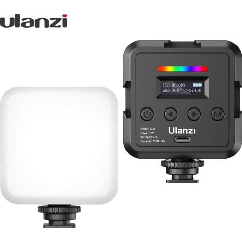 Ulanzi VL61 Full Color RGB Video Light Mini Light 2500-8500K Dimmable Brightness Diffuser Cold Shoe for Live Stream Makeup Video