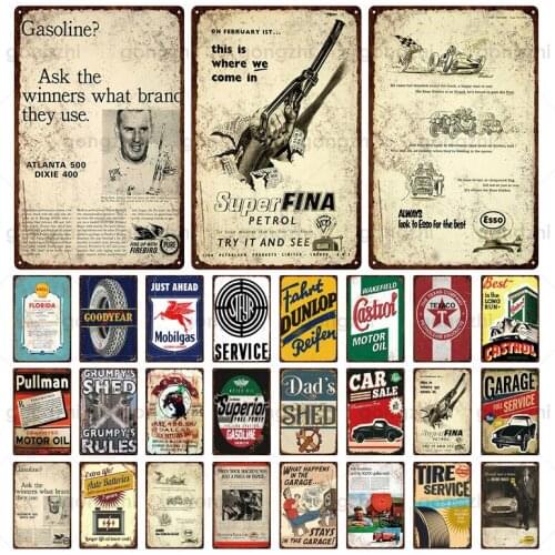 Motor Oil Vintage Metal Tin Sign Retro Plaque Garage Service Motorcycle Sign Wall Poster Home Decoration Garage Bar Wall Sticker