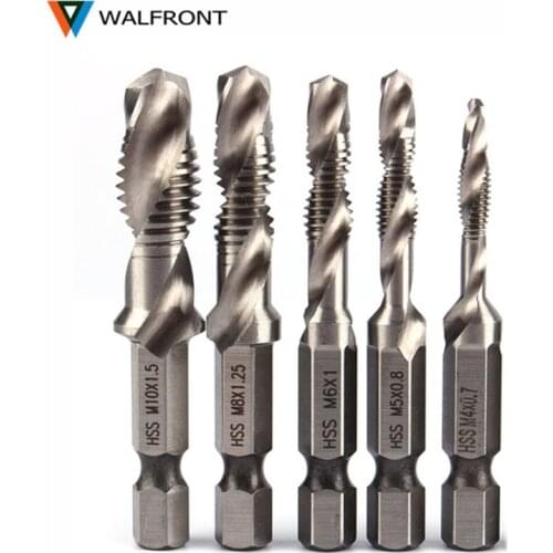 WALFRONT 1/4" Hex Shank Drill Bit HSS Metric Screw Thread Tap Taper & Drill Bits Metric Composite Tap Drills M3 M4 M5 M6 M8 M10