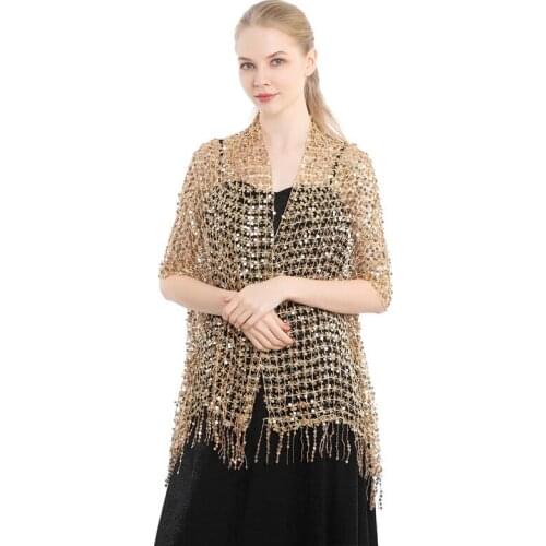 Fashion Bolero Jacket Sequin Women Shrug Wraps Evening Dress Shawl 50*180 CM