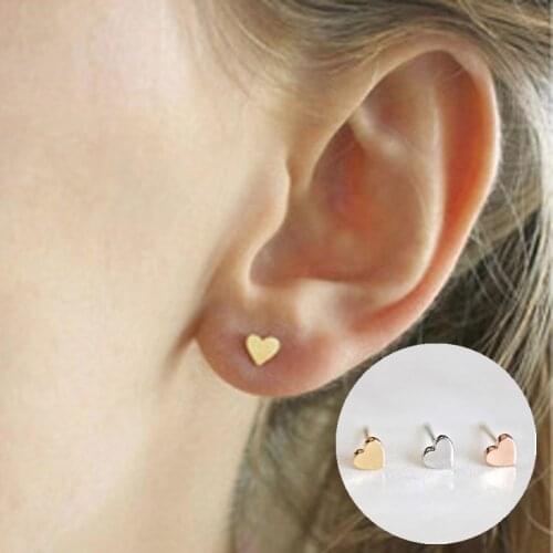 Stainless Steel Heart-Shaped Stud Earrings Gold Silver Color Women Earrings Cute Earcuffs Fashion Jewelry Accessories Gifts