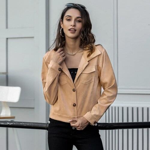 Female Autumn Solid Color Cardigan Jacket Womens Holiday Travel Cool Lapel Casual Coat Single Breasted Top Jacket