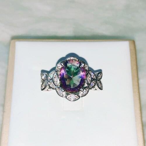 Gradient Colorful Rainbow Butterfly Ring Personality Fashion Ladies Jewelry Romantic Wedding