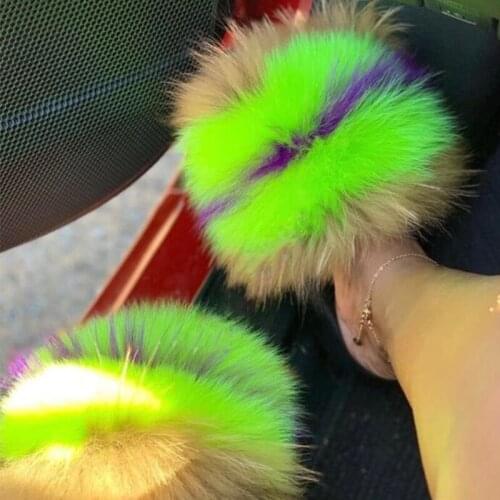 Winter Gorgeous Fur Sandals Shoes Comfortable Home Slippers Fabulous and Cute Furry Slides Girls Fur Slides Female Shoes