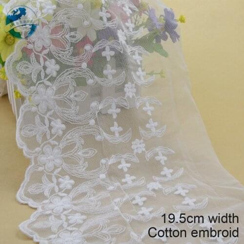 10yards 19.5cm wide Cotton embroid lace sewing ribbon guipure trim wedding lace DIY Garment Accessories french doll lace#3962