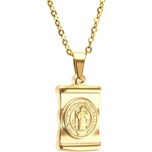 100% Stainless Steel Virgin Mary St. Benedict Necklace For Women Gold/Silver Color Metal Medalla Virgen Saint St Benedict Choker
